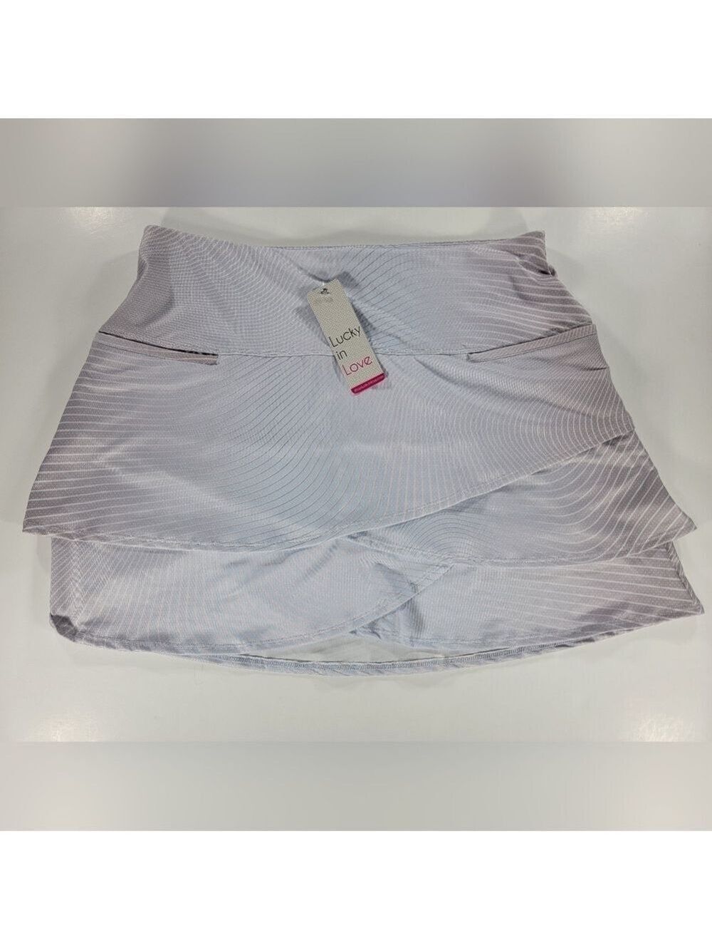 NEW Lucky in Love Scallop Golf Skirt Skort Pickleball Tennis Blue Pink Hombre XL